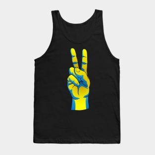 Peace for Ukraine Ukrainian Pride Hand Peace Sign Design Tank Top